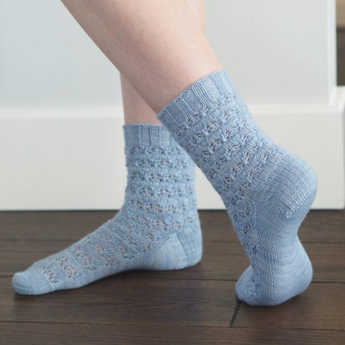 pale blue acorn lace sock