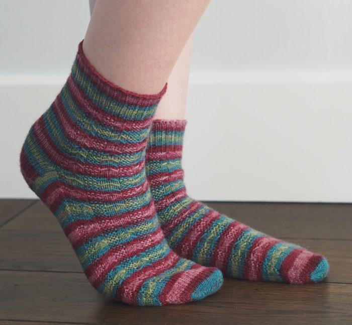 red and green textured socks